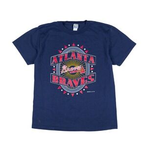 Vtg Atlanta Braves T Shirt Mens Large Navy Blue 1994‎ MLB Single Stitch Tee